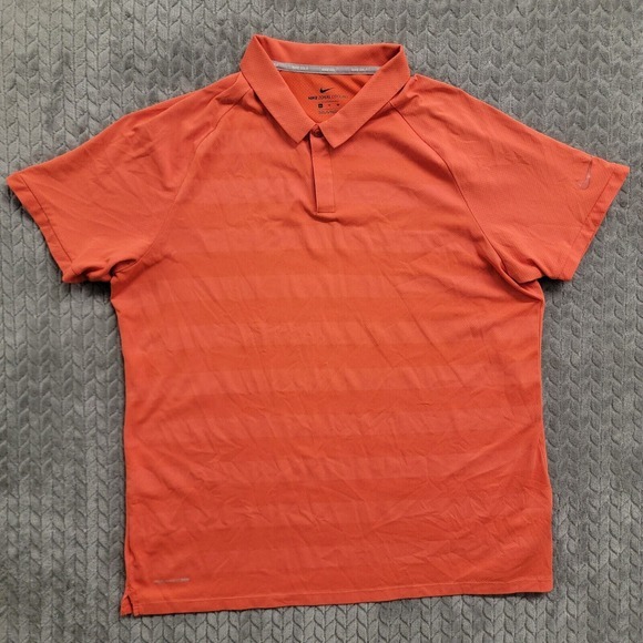 Nike Golf Mens Size XL Zonal Cooling Stripe Golf Polo Shirt AH8467 Peach Coral‎ - Picture 1 of 11